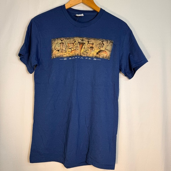 Delta Tops - Vintage Santa Fe Blue Graphic Crewneck T-Shirt